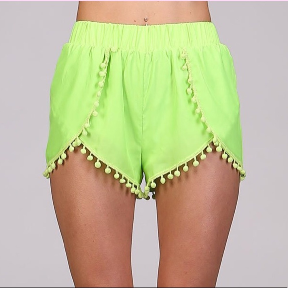 Neon Pom Pom flower shorts